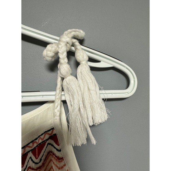 Olive & Oak White Embroidered Tassel Tie Mini Dress Small Boho LV 4S 7880 - Picture 9 of 9